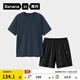 蕉內（Bananain）王一博同款305H純棉睡衣男女士100%棉情侶家居服短袖短褲套裝夏季 【短褲款素色-男】黯藍 S