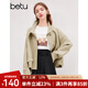 百圖betu女裝春季新款風(fēng)衣氣質(zhì)立領(lǐng)短款落肩袖風(fēng)衣外套女2401T47 卡其色 L