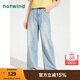 熱風(fēng)（Hotwind）牛仔褲女新款女士抽繩百搭直筒休閑顯瘦闊腿褲長(cháng)褲子 06蘭色 27