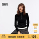 森馬（Semir）毛衣女短款撞色假兩件百搭女士?jì)却钋锇腴_(kāi)襟修身毛衫107524107006