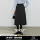 初語(yǔ)半身裙女2025冬季新款高智感通勤保暖毛呢分割安可拉紅傘裙 黑灰色 M