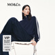 MO&Co.毛衣外套2025秋新品醋酸綿羊毛復(fù)古運動風(fēng)雙開拉鏈MBE3CAR011 深寶藍色 XS /155