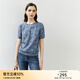 顏域（YANYEE）短袖勾花鏤空蕾絲衫上衣女2024新款夏季輕熟風(fēng)短款寬松T恤女 藍色 L