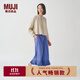 無(wú)印良品（MUJI）IDEE 女式 平紋 寬版褲 褲子女款春款休閑褲闊腿褲 藍紫色 L (165/72A）