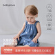 babylove寶寶吊帶連體衣夏季衣服純棉透氣皺皺紗嬰兒哈衣爬服可愛(ài)洋氣夏裝