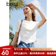 百圖betu女裝春夏新款T恤圓領(lǐng)收腰下擺開(kāi)叉設計感短袖女2403T13 白色 M