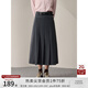 自巧（ZIQIAO）小個(gè)子高腰顯瘦半身裙女2023秋裝新款遮胯百褶裙休閑長(cháng)款裙子 瓦罐灰 XS （2碼）