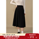 獨束大碼女裝壓褶半身裙2024冬季新款垂墜質(zhì)感顯瘦中長(cháng)裙女 赫本黑 L (尺碼：2)
