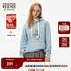 Teenie Weenie小熊秋冬裝學(xué)院風(fēng)藍色T恤索羅娜加絨連帽衛衣套頭衫 淺藍色 M (165)
