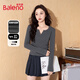 班尼路（Baleno）小V領(lǐng)緊身長(cháng)袖T恤女2025年春秋女裝新款時(shí)尚休閑簡(jiǎn)約百搭打底上衣