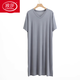浪莎（LangSha）高檔男士莫代爾睡裙夏薄款寬松睡衣長(cháng)裙大碼寬松居家連衣裙休閑 水泥灰 XL (建議140-170斤)