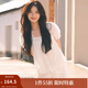 茵曼（INMAN）【苧麻】法式花邊女裝方領(lǐng)襯衫2025夏季新款短袖上衣 珍珠白 M