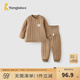 童泰（TONGTAI）童泰寶寶套裝冬季夾棉純棉兒童睡衣加厚家居服高腰棉褲恒溫棉服 棕色 100 cm