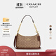 蔻馳（COACH）新款奧萊女士女包經(jīng)典標志老花TERI單肩斜挎包麻將包 IM/棕黃色/棕色