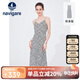 Navigare意大利小帆船女士細吊帶連衣裙修身長(cháng)裙2322874510 白/黑 L 