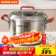 蘇泊爾加深加厚湯鍋帶蒸籠蒸煮鍋家用輔食鍋大容量燃氣灶電磁爐通用 ST24CC1【配原裝屜+勺】 24cm