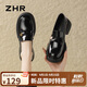 ZHR樂(lè )福鞋女春秋時(shí)尚亮面厚底單鞋女復古兩穿小皮鞋女 FT21 黑色 37 
