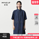 幻走（MOVEUP）2024春季新款.FUN系列撞色繡花設計師純棉牛仔連衣裙 牛仔藍 L