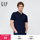 Gap男女裝2025春季新款小熊刺繡短袖T恤休常規polo衫美版708395 海軍藍 XS 美碼 S亞洲碼175/88A