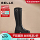 百麗（Belle）復古時(shí)尚騎士靴女2025冬新商場(chǎng)同款真皮厚底高筒靴E6A1DDG5 黑色-單里 37