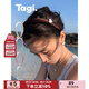 Tagi. 想象愛心怦怦鑲鉆珍珠鼓鼓復(fù)古22m/m真絲發(fā)箍高顱頂頭箍 咖啡棕