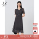 玖姿（JUZUI）商場(chǎng)同款繁星四葉草印花連衣裙女夏款JWDX50035 花黑 M