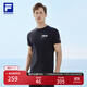 FILAFILA 斐樂(lè )官方男裝針織短袖衫2025夏季新款健身運動(dòng)簡(jiǎn)約基礎白T恤 深黑-BK 3XL 190/108A/XXXL