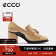 愛(ài)步（ECCO）高跟鞋女 優(yōu)雅流蘇深口牛皮粗跟正裝單鞋女  雕塑奢華222663 HL 裸色22266301211 36