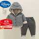 迪士尼寶寶童裝羽絨棉衣冬裝套裝加絨加厚男女寶寶韓版0-5歲小童帶帽外套厚 千鳥格套裝     黑 80 建議身高65-75cm