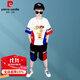 皮爾卡丹（pierre cardin）童裝男孩穿的4-14歲兒童裝夏裝2025新款短袖套裝衣服6中大童街舞 白色(上衣+褲子) 160 建議身高1.5米左右75-85斤