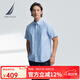 諾帝卡（NAUTICA）【商場同款】男裝25春夏新款棉氨牛津紡經(jīng)典短袖襯衫男WO5201 山泉藍(lán)42F L
