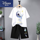 迪士尼（Disney）男童短袖潮款套裝夏季新款帥氣中大童裝太空人運動(dòng)夏裝男孩 宇航月白+坐地球黑褲 120 (建議身高105到115cm)