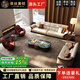 萊絲美頓（LESMERTON）新中式沙發(fā)烏金木沙發(fā)真皮沙發(fā)頭層牛皮沙發(fā)客廳別墅大戶(hù)型家具 四人位 加厚2.2MM進(jìn)口頭層牛皮【超長(cháng)售后質(zhì)保15年】