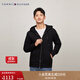 TOMMY HILFIGER【抓絨保暖】秋冬男裝休閑純色連帽拉鏈開(kāi)衫重磅衛衣外套 黑色BDS L （推薦：150-165斤）
