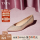 他她（TATA）法式氣質(zhì)高跟鞋女鞋晚宴婚鞋低跟單鞋秋新款FVZA8CQ4 金色 38
