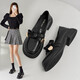 ZHR單鞋女甜美蝴蝶結小皮鞋百搭平底樂(lè )福鞋一腳蹬女鞋 BK38黑色37