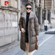 皮爾卡丹海寧真皮鴨絨外套女中長(cháng)款2025冬新款綿羊皮羽絨服大碼寬松厚皮衣 棕色 4XL 建議170-180斤