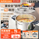 蘇泊爾高壓鍋304不銹鋼100kpa燃氣電磁爐防爆家用新品單手開(kāi)合壓力鍋 玻璃蓋+蒸屜+湯勺套裝款 22cm 5L