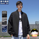 棉致夾克男潮牌美式棒球服男裝保暖棉服外套男上衣服 黑色 L