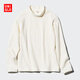 優(yōu)衣庫童裝女童HEATTECH羅紋高領(lǐng)T恤長(cháng)袖保暖內搭打底衫474137 01 乳白色 140