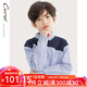 純一良品（CUNYI）童裝男童長(cháng)袖襯衫兒童條紋上衣秋季新款中大童時(shí)尚拼接襯衣 藍白條紋 170 cm