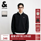 杰克·瓊斯（JACK&JONES）25年秋季新款男裝寬松肌理感翻領(lǐng)上衣運動(dòng)休閑衛衣男長(cháng)袖打底衫 E40 黑色 M 175