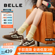 百麗（Belle）流心糖復(fù)古撞色阿甘鞋女2025秋新商場款運動風休閑鞋E7H1DCM5預(yù)售 棕色 3.5CM增高 37