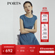 PORTS寶姿商場(chǎng)同款新品女裝氣質(zhì)純色修身短袖連衣裙LL8N021RWE005 灰燼藍 L (8)