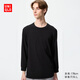 優(yōu)衣庫男裝HEATTECH EXTRA WARM棉混紡圓領(lǐng)T恤/9分袖保暖衣479450 479450/09黑色 L