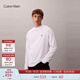 Calvin KleinJeans25秋季新款男士休閑通勤ck刺繡純棉寬松打底長(cháng)袖T恤上衣 YAF-月光白 M