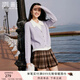 香影假兩件針織開(kāi)衫女2025冬季新款含羊毛拼接軟糯風(fēng)紫色毛衣上衣 紫色 S