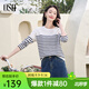 歐莎（OSA）知性通勤條紋長(zhǎng)袖T恤女2025秋新款法式寬松顯瘦內(nèi)搭打底衫上衣 藍(lán)白條紋 XL