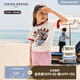 Teenie Weenie Kids小熊童裝25年男女童純棉圓領(lǐng)印花短袖T恤打底衫 米白色 120 cm