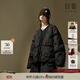 日著(zhù)原創(chuàng  )設計拼接刺繡輕薄羽絨服2024冬季新款小個(gè)子圓領(lǐng)外套女士 靜夜黑 S